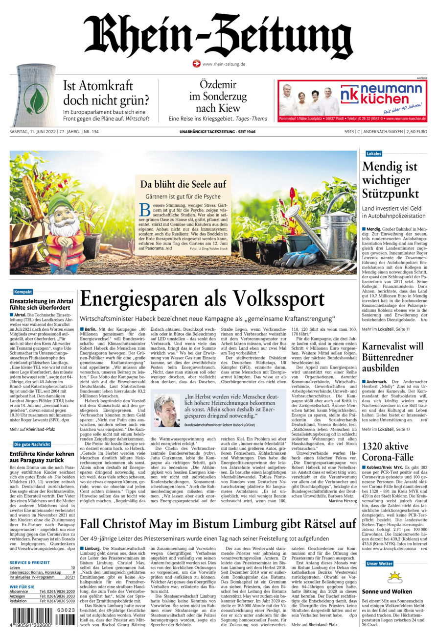 Rhein-Zeitung Andernach & Mayen vom Samstag, 11.06.2022