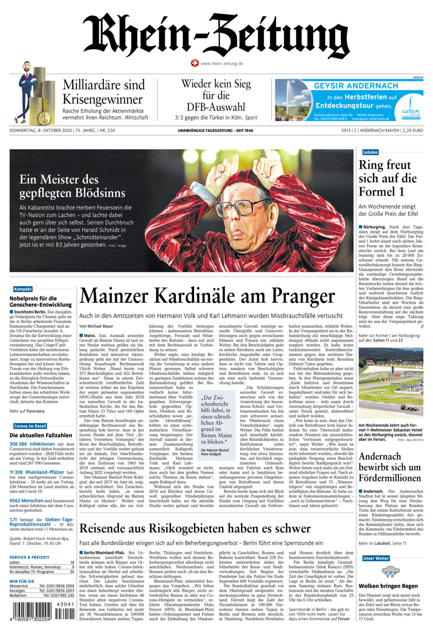 Rhein-Zeitung Andernach & Mayen vom Donnerstag, 08.10.2020