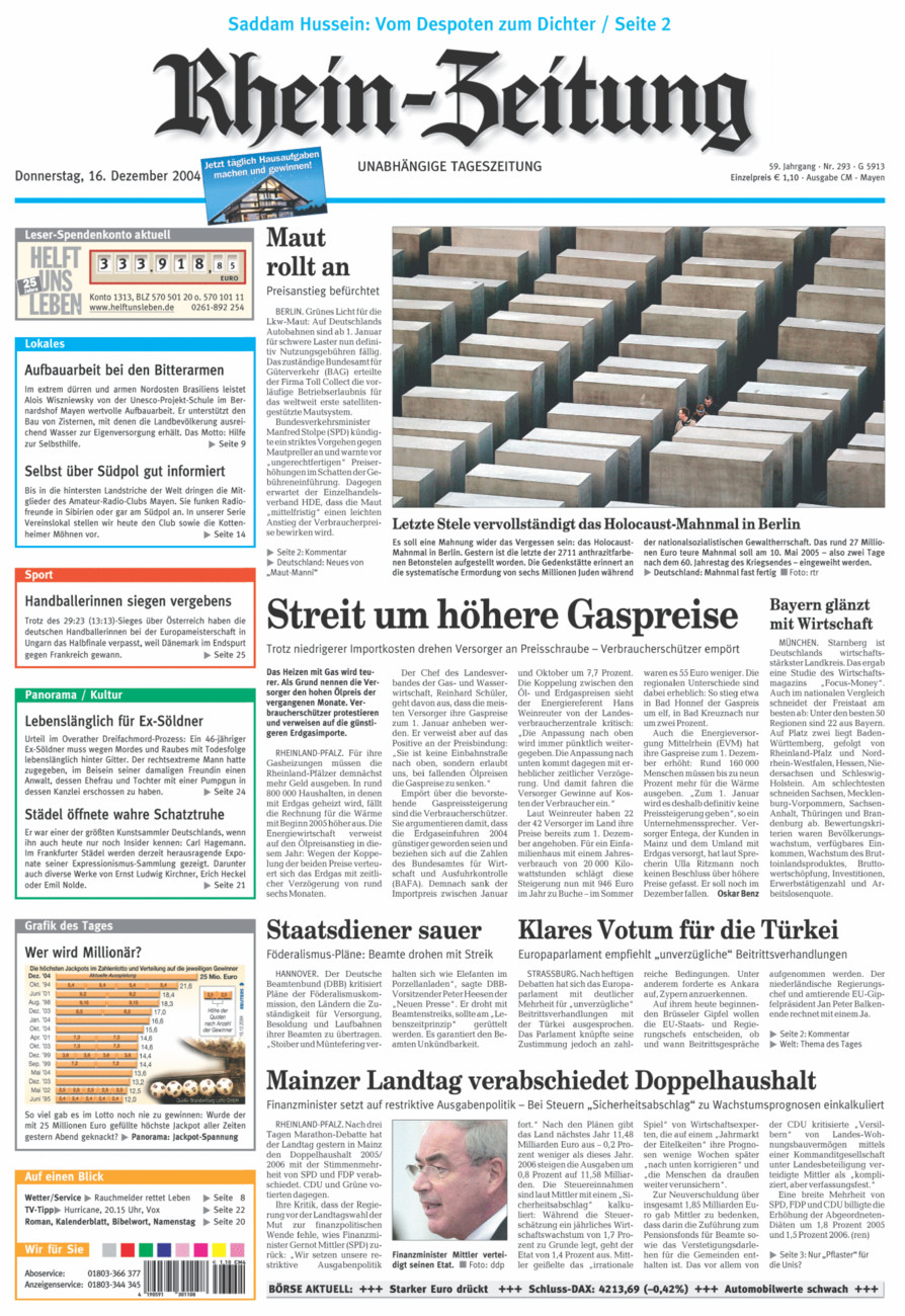 Rhein-Zeitung Andernach & Mayen vom Donnerstag, 16.12.2004