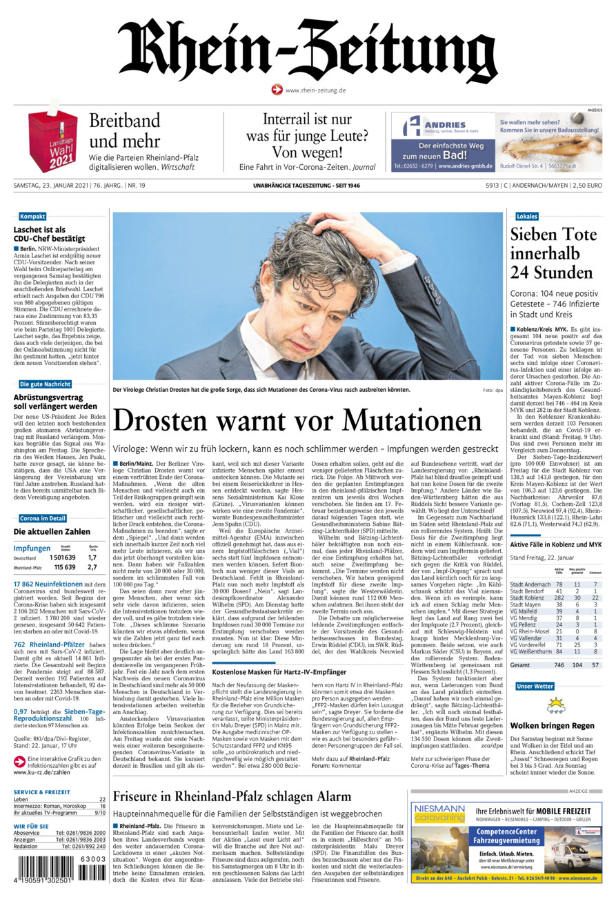 Rhein-Zeitung Andernach & Mayen vom Samstag, 23.01.2021
