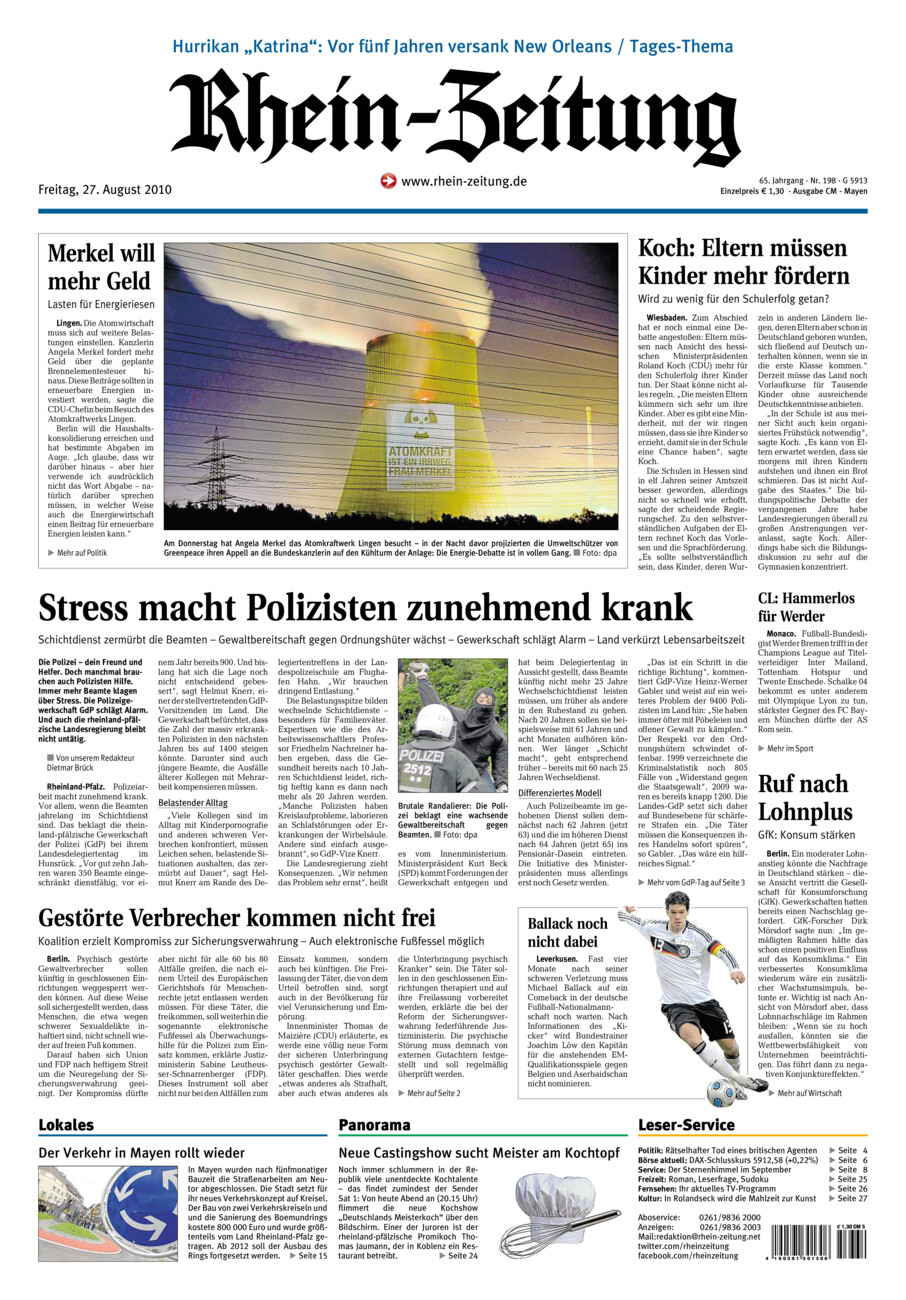 Rhein-Zeitung Andernach & Mayen vom Freitag, 27.08.2010