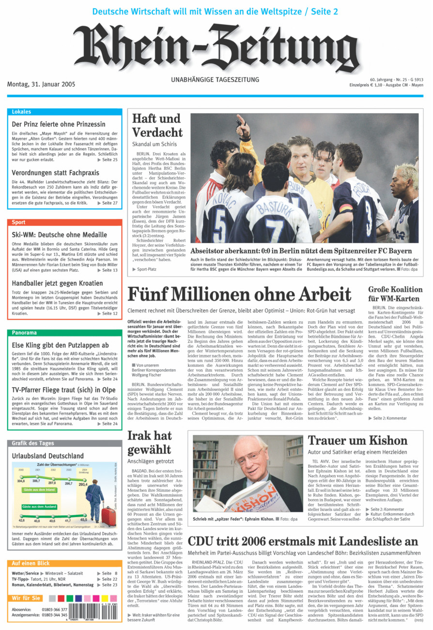 Rhein-Zeitung Andernach & Mayen vom Montag, 31.01.2005