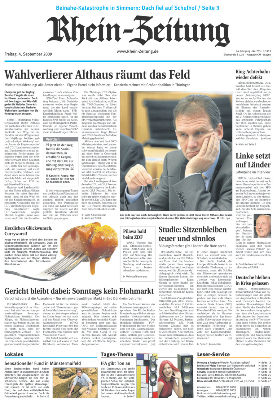Rhein-Zeitung Andernach & Mayen vom Freitag, 04.09.2009