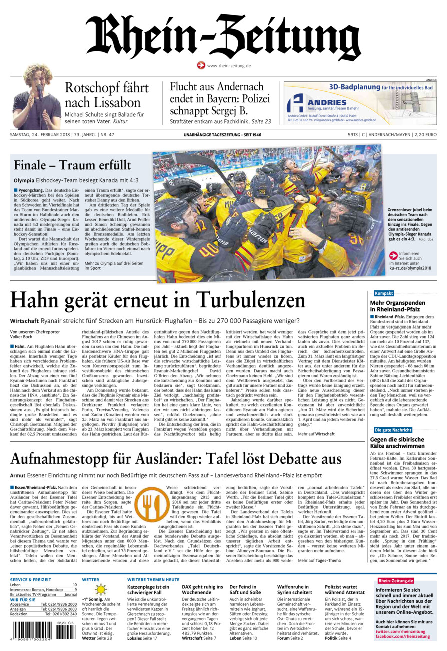 Rhein-Zeitung Andernach & Mayen vom Samstag, 24.02.2018