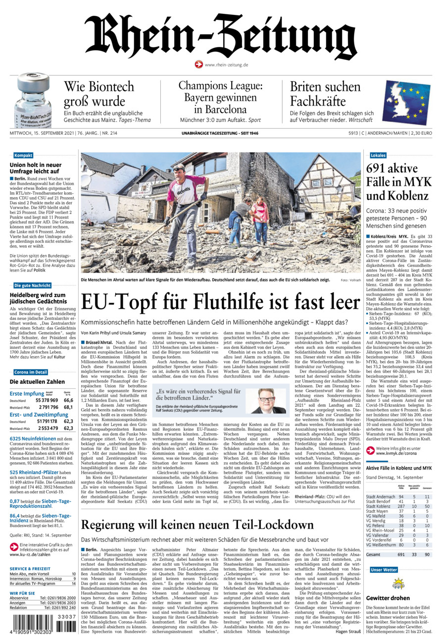 Rhein-Zeitung Andernach & Mayen vom Mittwoch, 15.09.2021