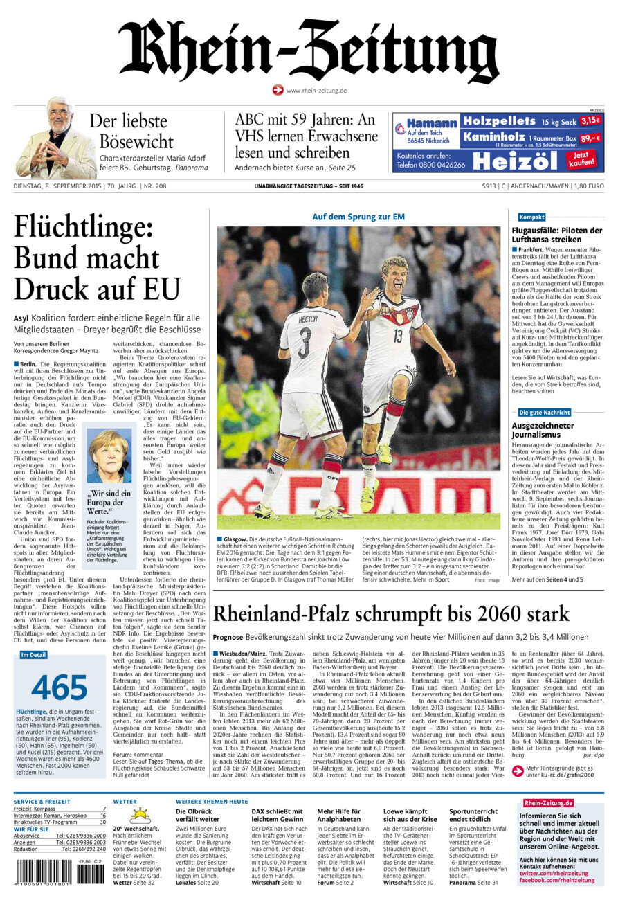 Rhein-Zeitung Andernach & Mayen vom Dienstag, 08.09.2015