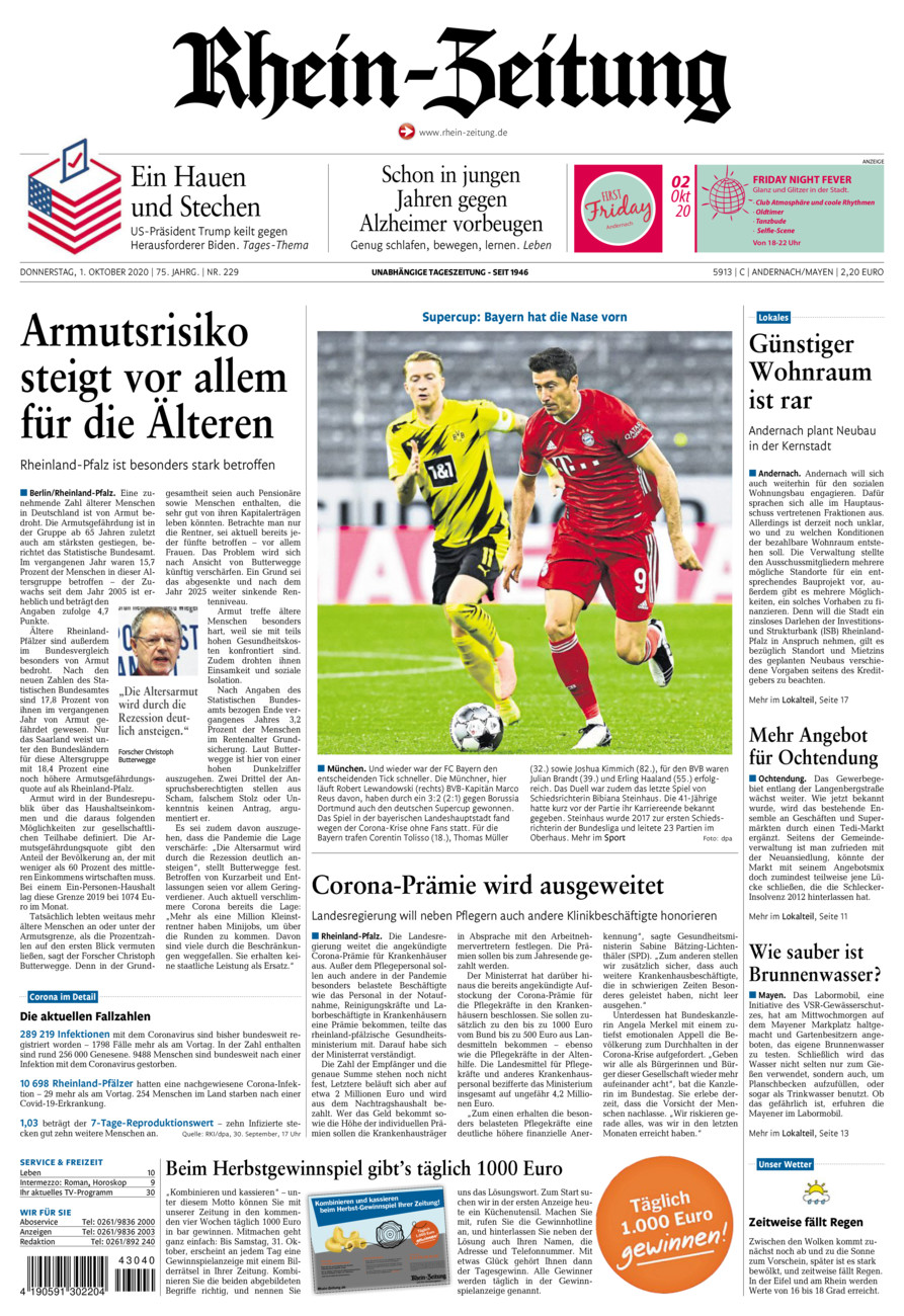 Rhein-Zeitung Andernach & Mayen vom Donnerstag, 01.10.2020