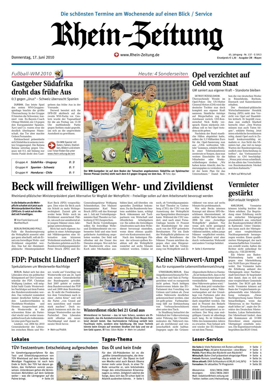 Rhein-Zeitung Andernach & Mayen vom Donnerstag, 17.06.2010