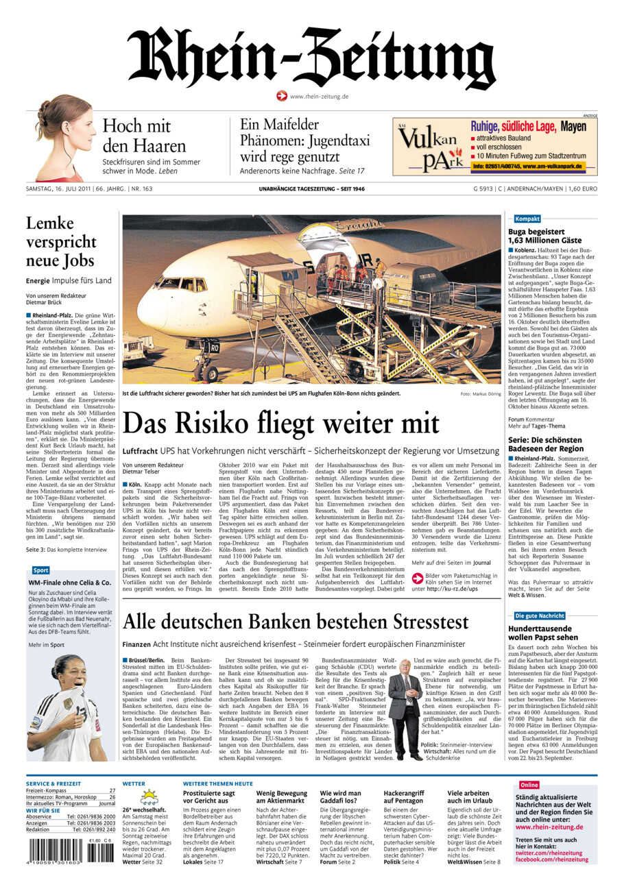 Rhein-Zeitung Andernach & Mayen vom Samstag, 16.07.2011