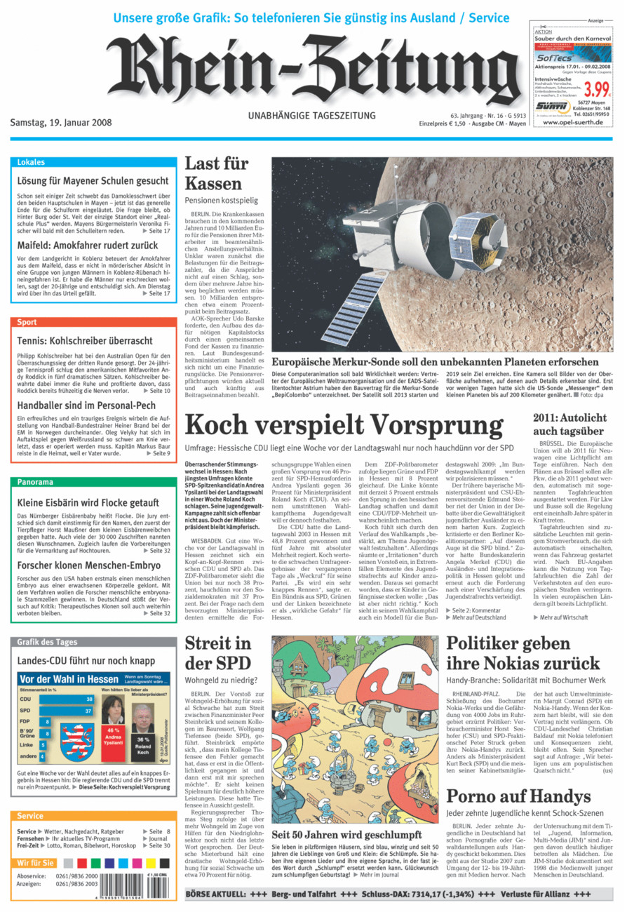 Rhein-Zeitung Andernach & Mayen vom Samstag, 19.01.2008