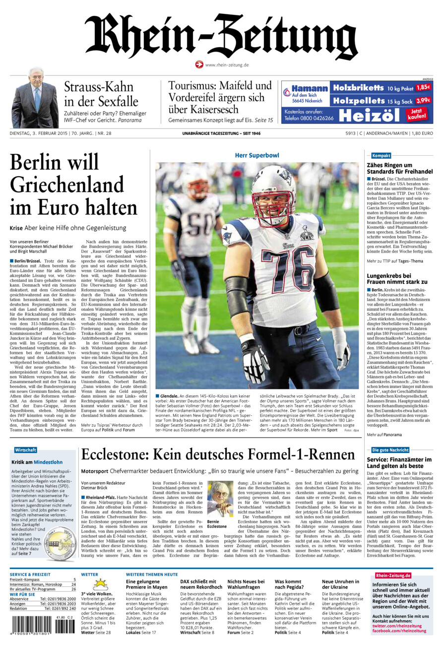 Rhein-Zeitung Andernach & Mayen vom Dienstag, 03.02.2015