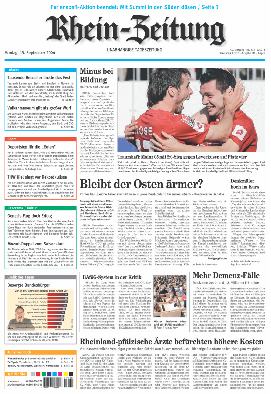 Rhein-Zeitung Andernach & Mayen vom Montag, 13.09.2004