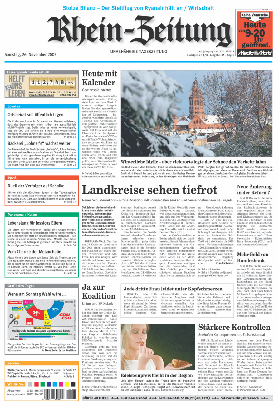 Rhein-Zeitung Andernach & Mayen vom Samstag, 26.11.2005
