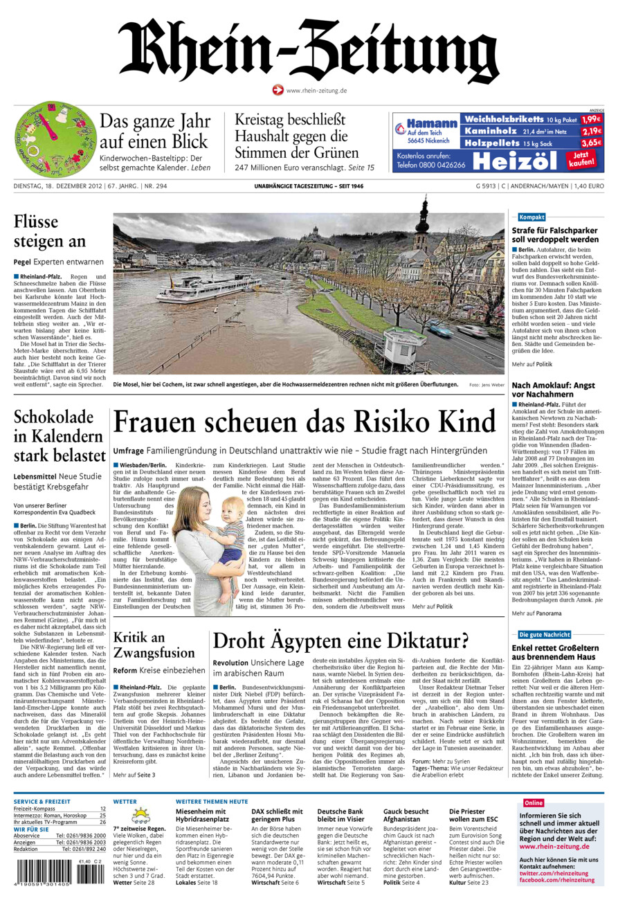 Rhein-Zeitung Andernach & Mayen vom Dienstag, 18.12.2012