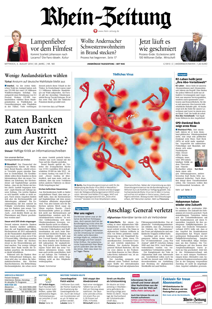 Rhein-Zeitung Andernach & Mayen vom Mittwoch, 06.08.2014