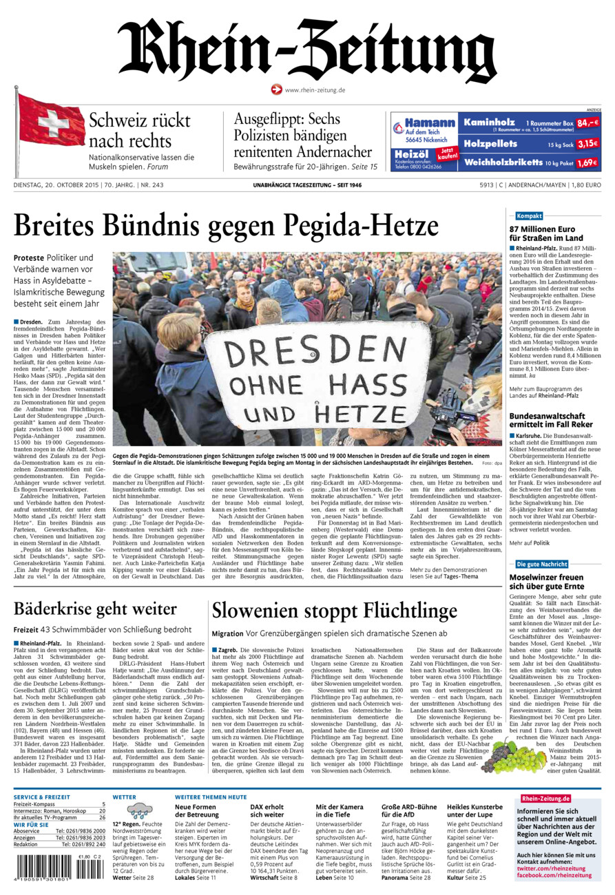Rhein-Zeitung Andernach & Mayen vom Dienstag, 20.10.2015