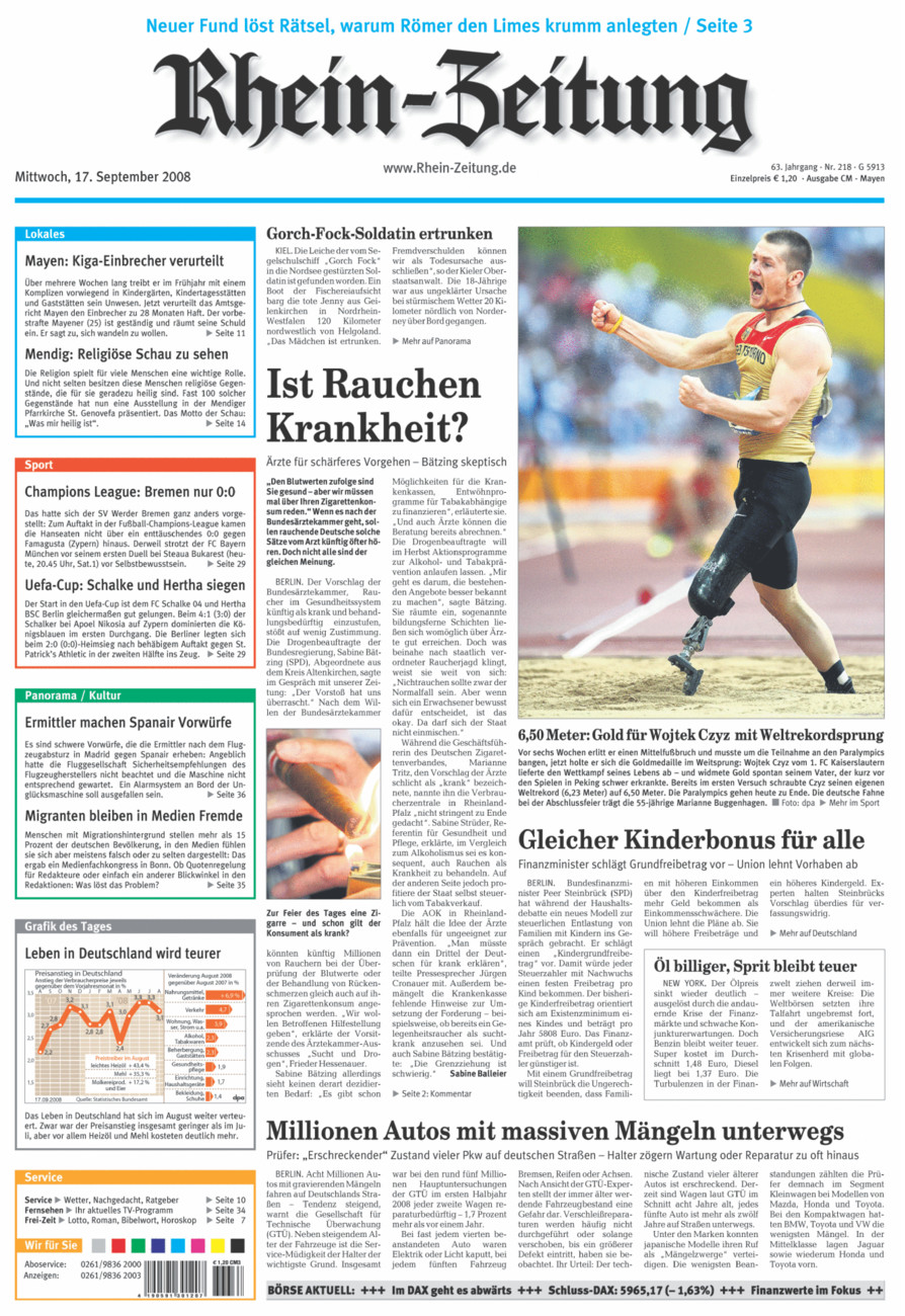 Rhein-Zeitung Andernach & Mayen vom Mittwoch, 17.09.2008