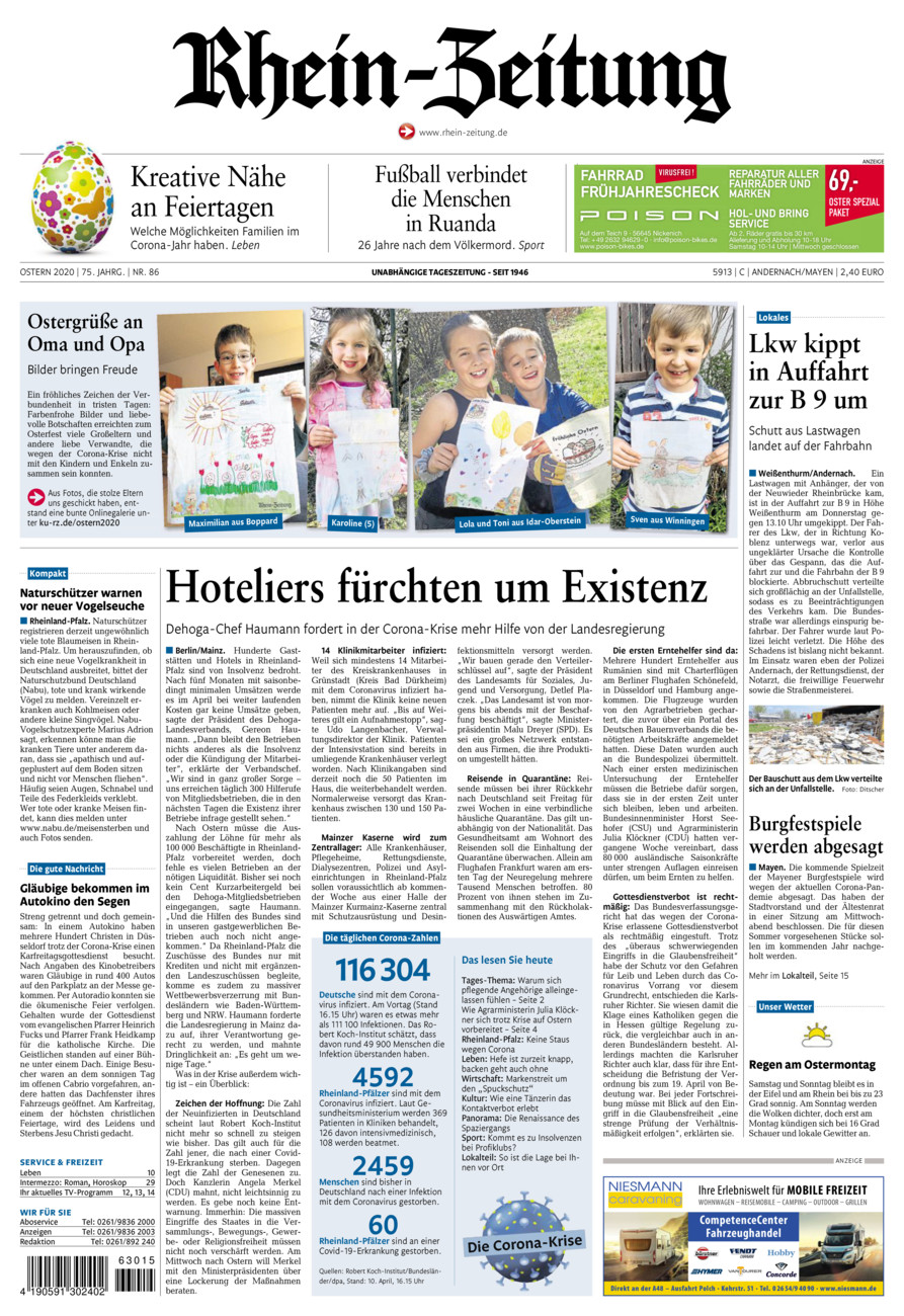 Rhein-Zeitung Andernach & Mayen vom Samstag, 11.04.2020