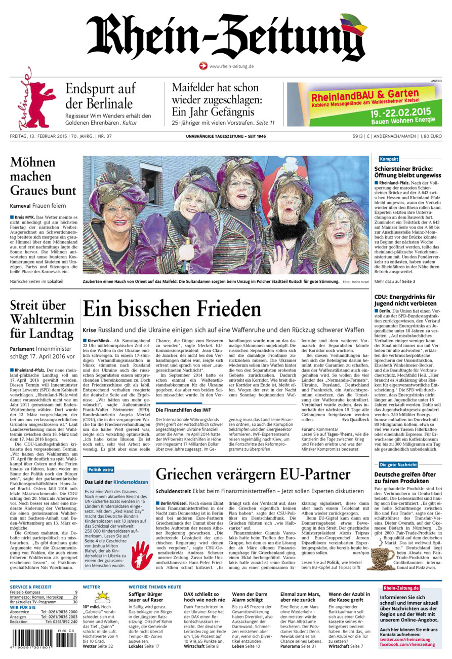 Rhein-Zeitung Andernach & Mayen vom Freitag, 13.02.2015