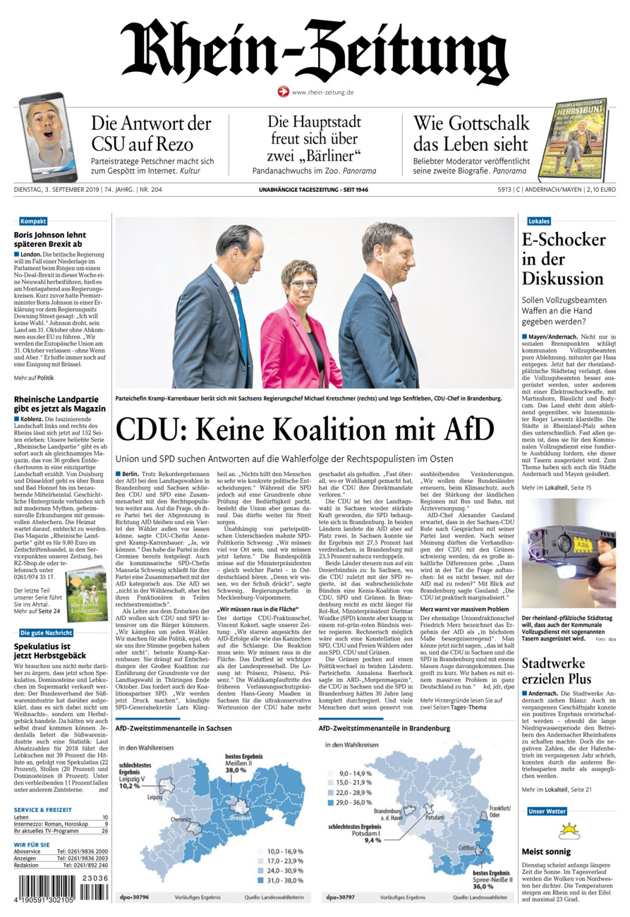 Rhein-Zeitung Andernach & Mayen vom Dienstag, 03.09.2019