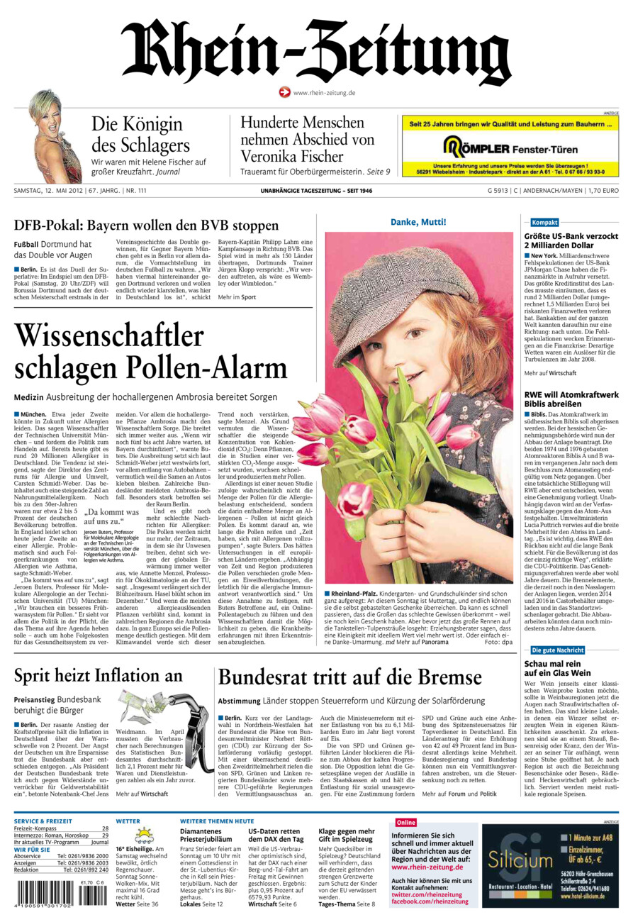 Rhein-Zeitung Andernach & Mayen vom Samstag, 12.05.2012