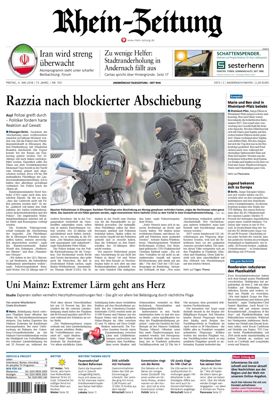 Rhein-Zeitung Andernach & Mayen vom Freitag, 04.05.2018