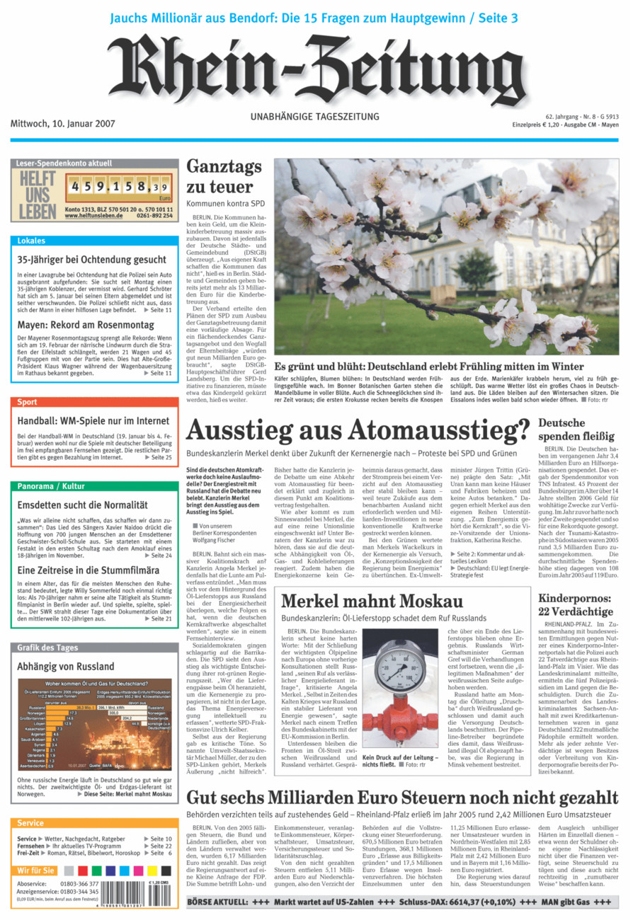 Rhein-Zeitung Andernach & Mayen vom Mittwoch, 10.01.2007