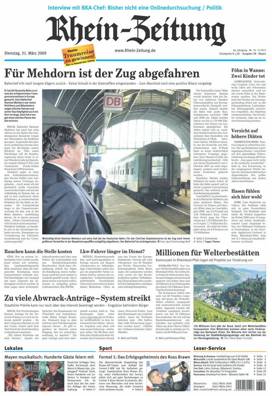 Rhein-Zeitung Andernach & Mayen vom Dienstag, 31.03.2009
