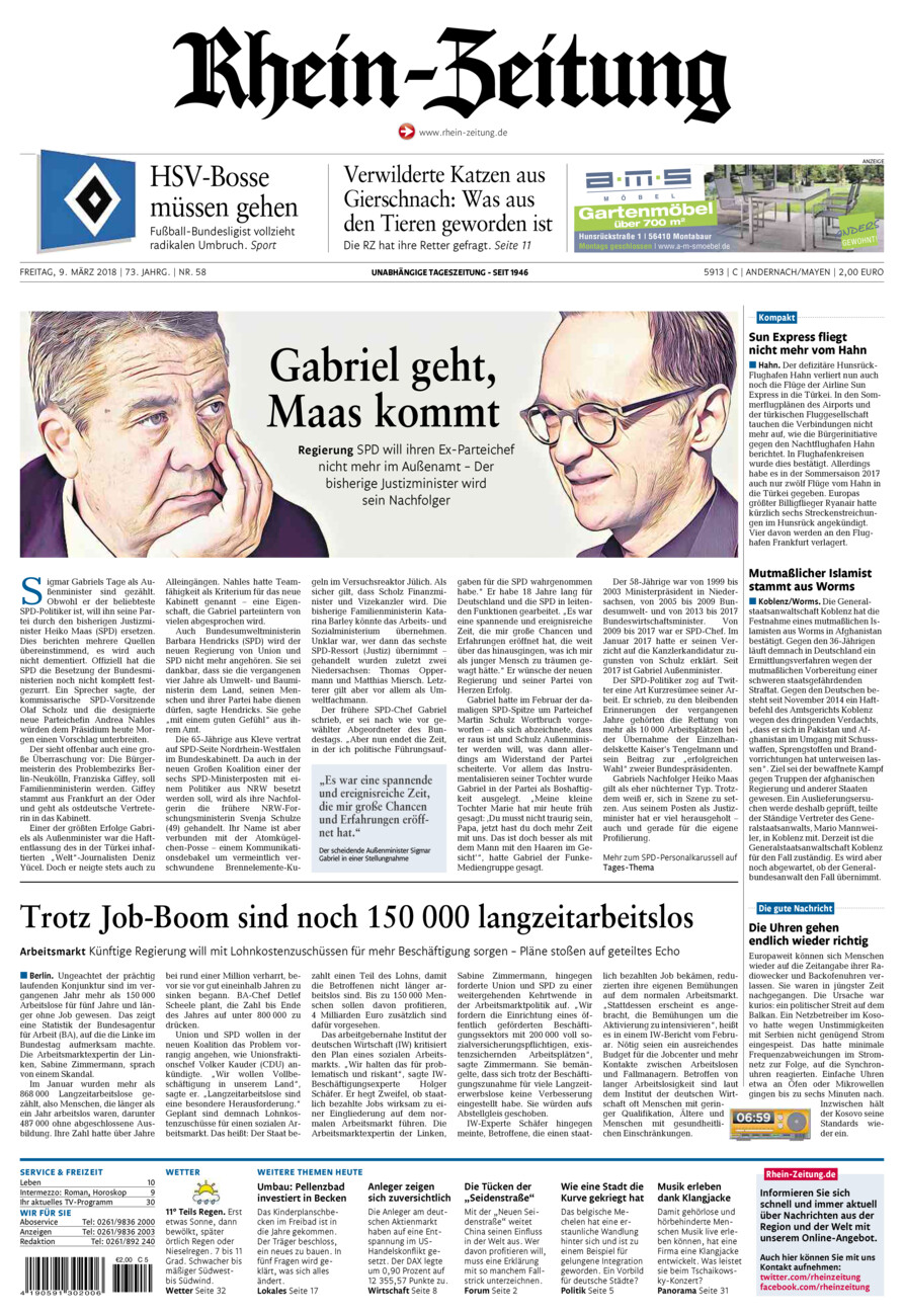 Rhein-Zeitung Andernach & Mayen vom Freitag, 09.03.2018