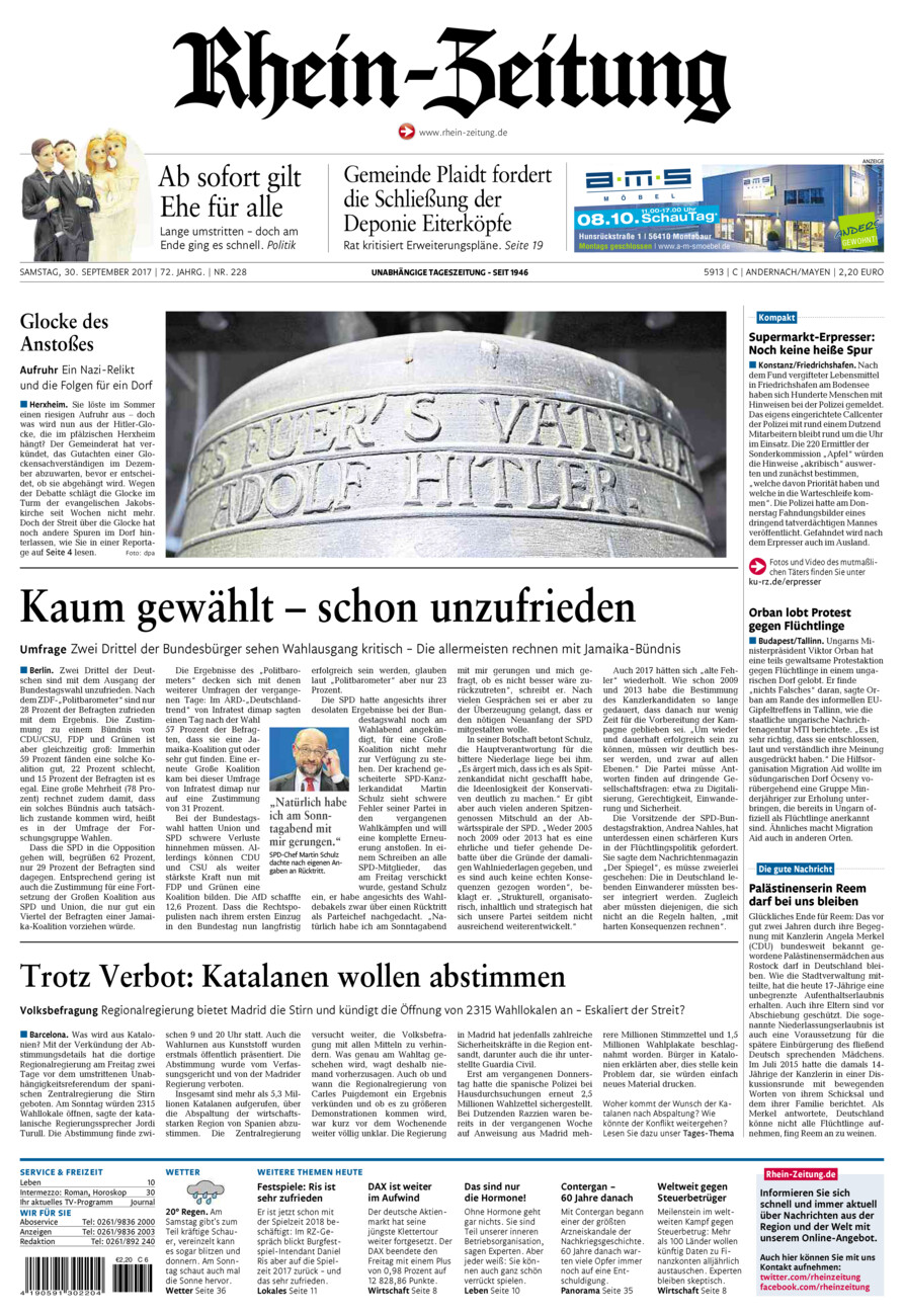 Rhein-Zeitung Andernach & Mayen vom Samstag, 30.09.2017