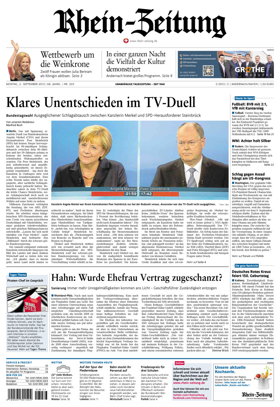 Rhein-Zeitung Andernach & Mayen vom Montag, 02.09.2013