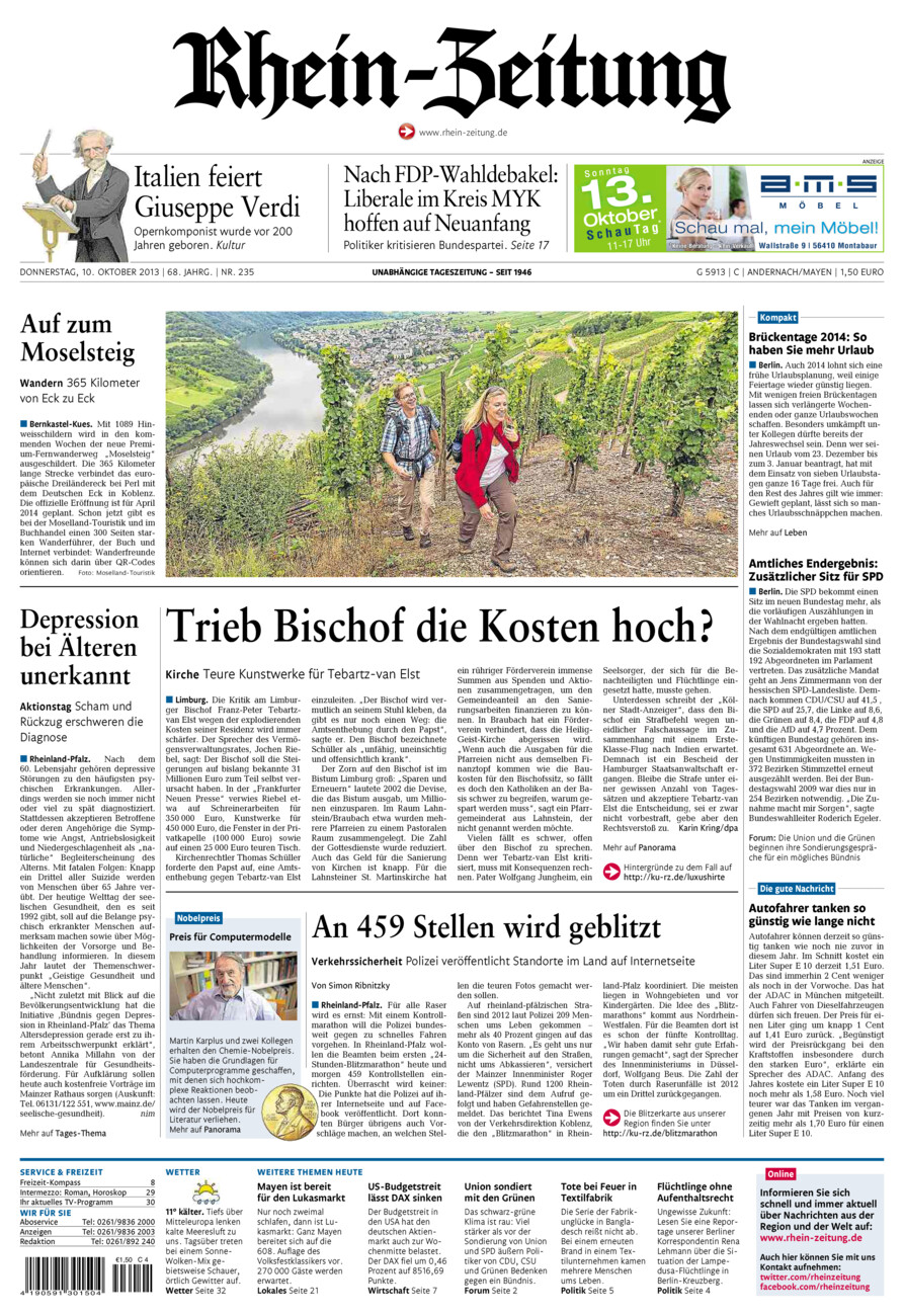 Rhein-Zeitung Andernach & Mayen vom Donnerstag, 10.10.2013