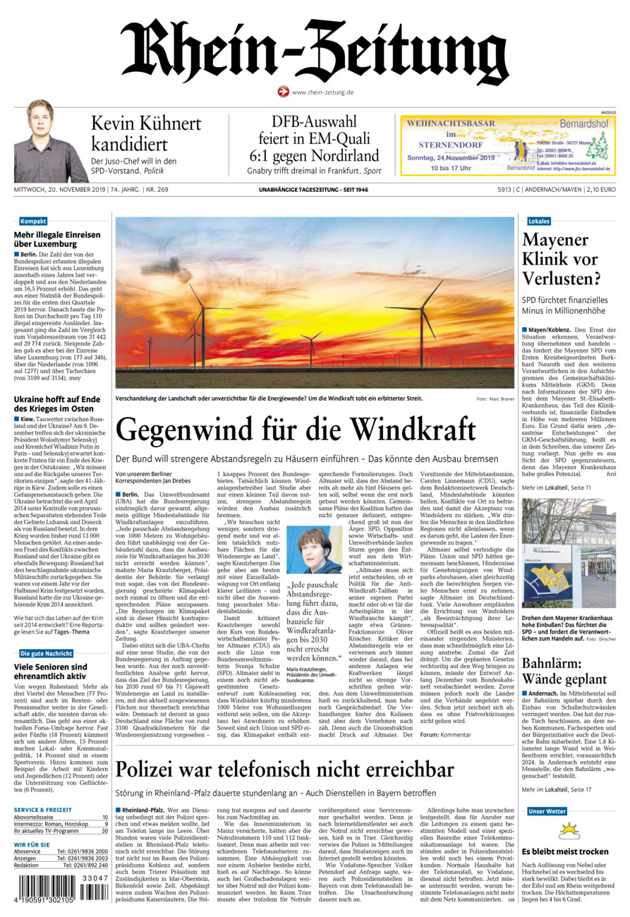 Rhein-Zeitung Andernach & Mayen vom Mittwoch, 20.11.2019