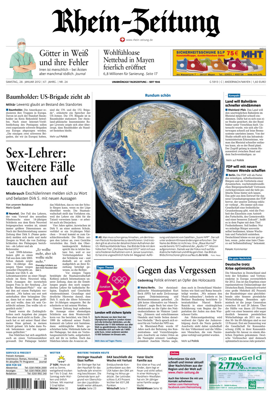 Rhein-Zeitung Andernach & Mayen vom Samstag, 28.01.2012