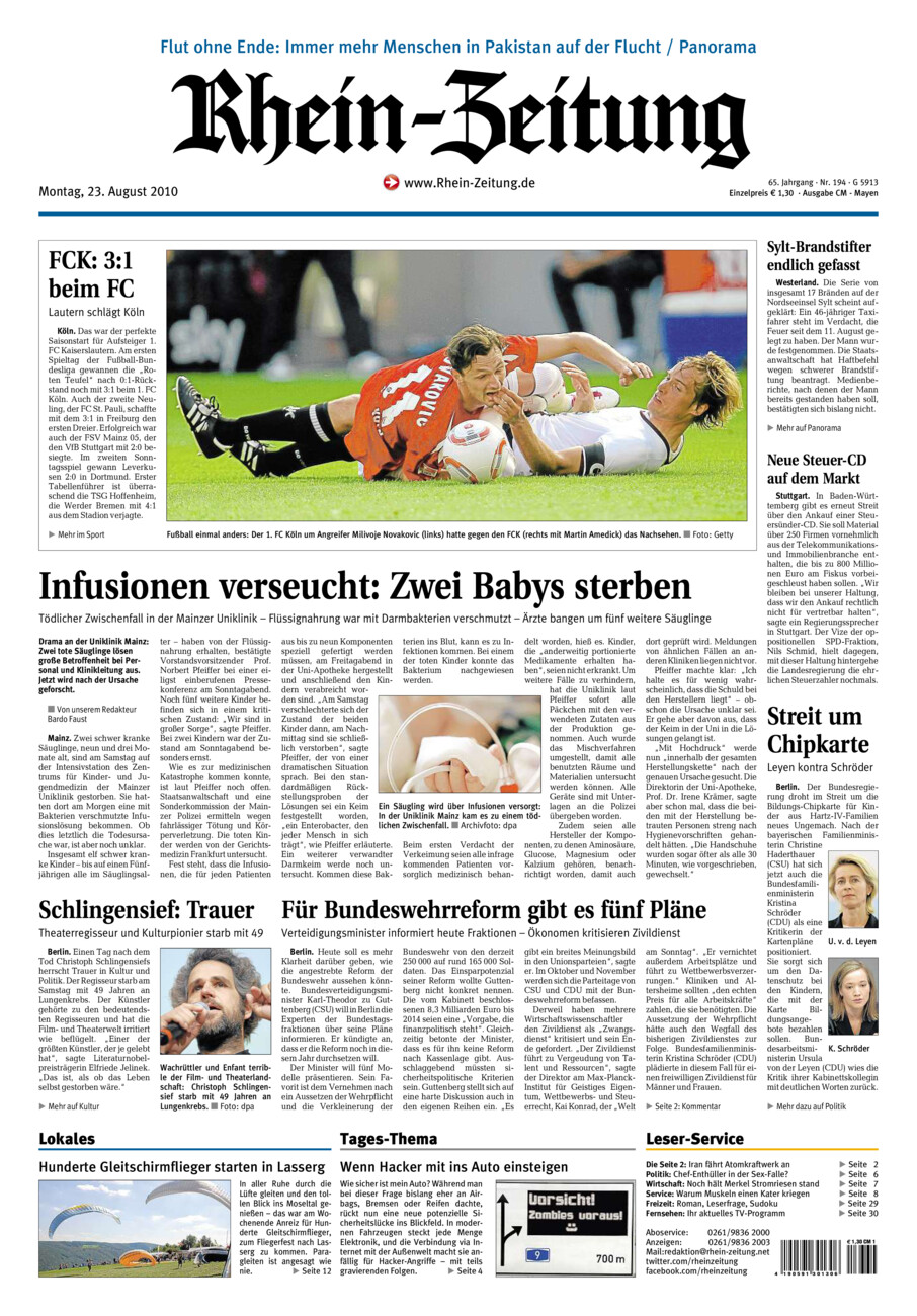 Rhein-Zeitung Andernach & Mayen vom Montag, 23.08.2010