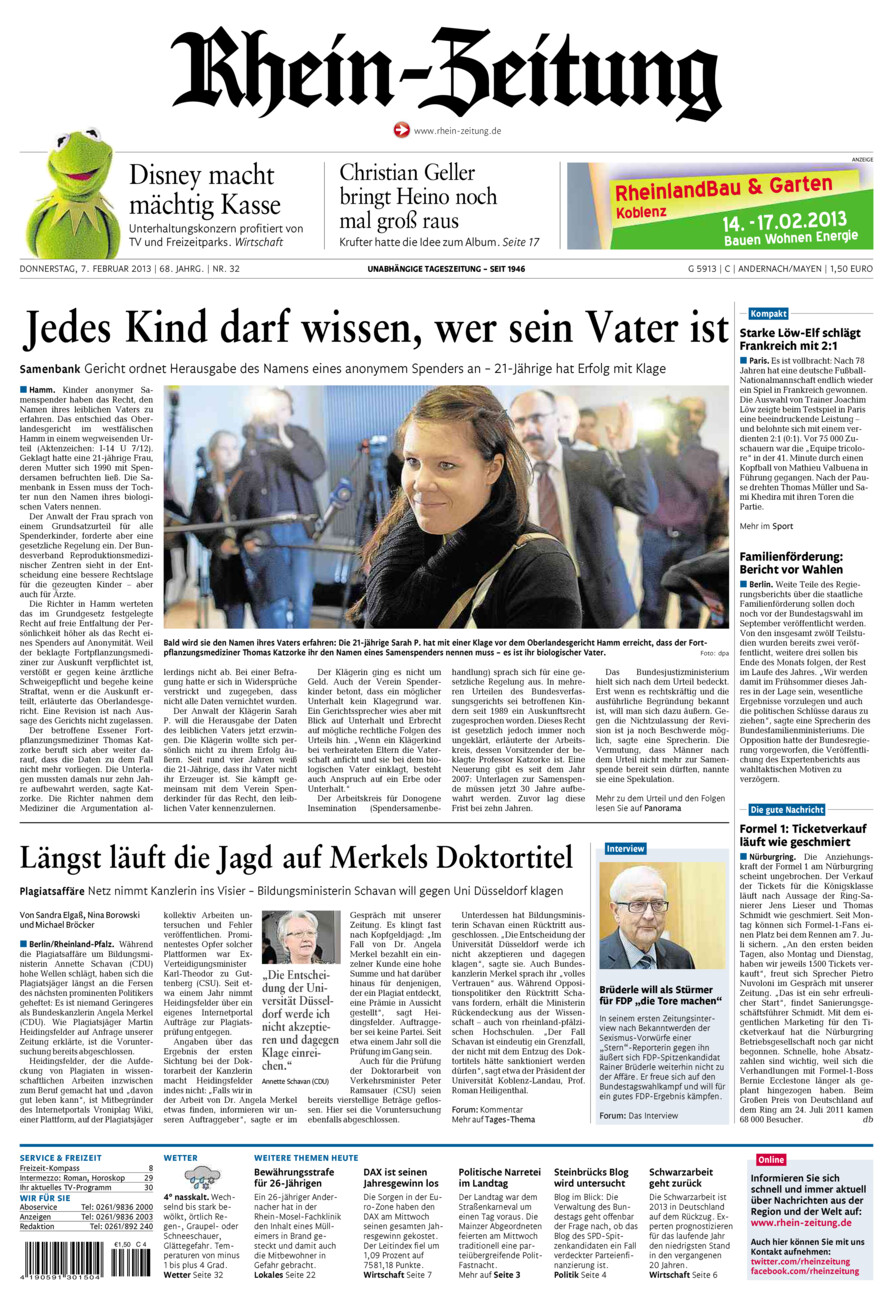 Rhein-Zeitung Andernach & Mayen vom Donnerstag, 07.02.2013