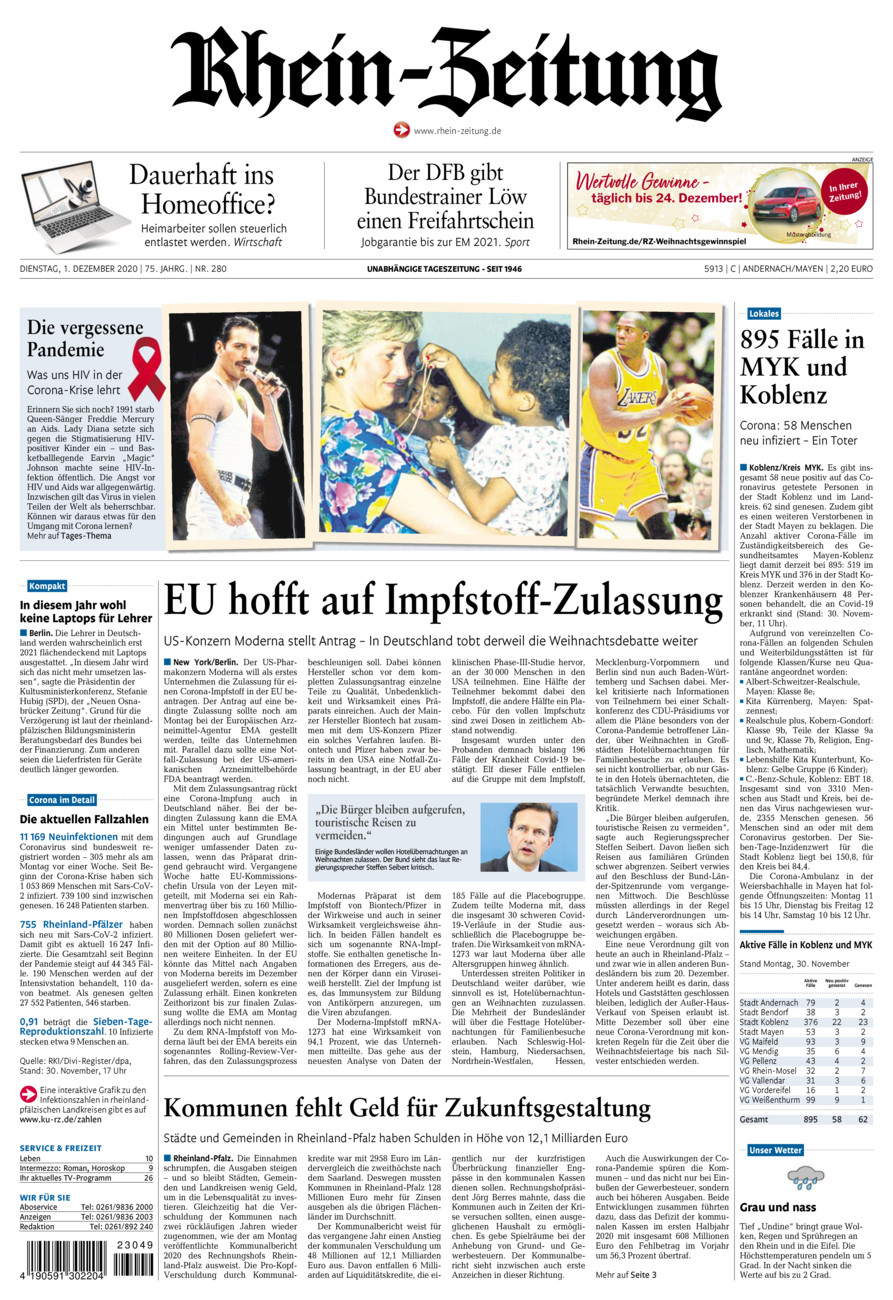 Rhein-Zeitung Andernach & Mayen vom Dienstag, 01.12.2020