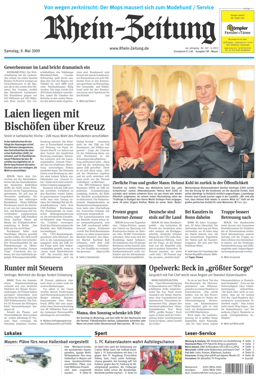 Rhein-Zeitung Andernach & Mayen vom Samstag, 09.05.2009