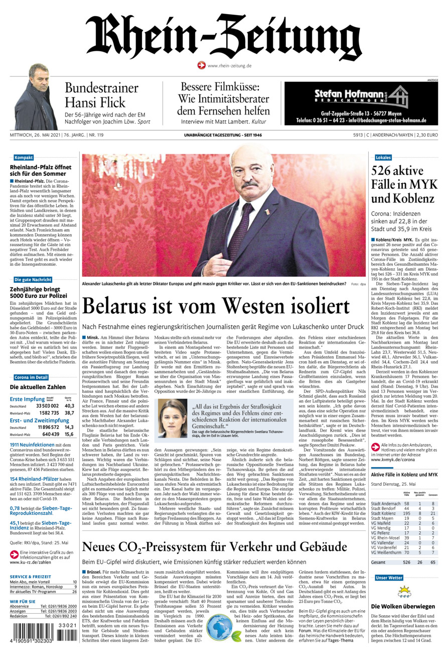 Rhein-Zeitung Andernach & Mayen vom Mittwoch, 26.05.2021