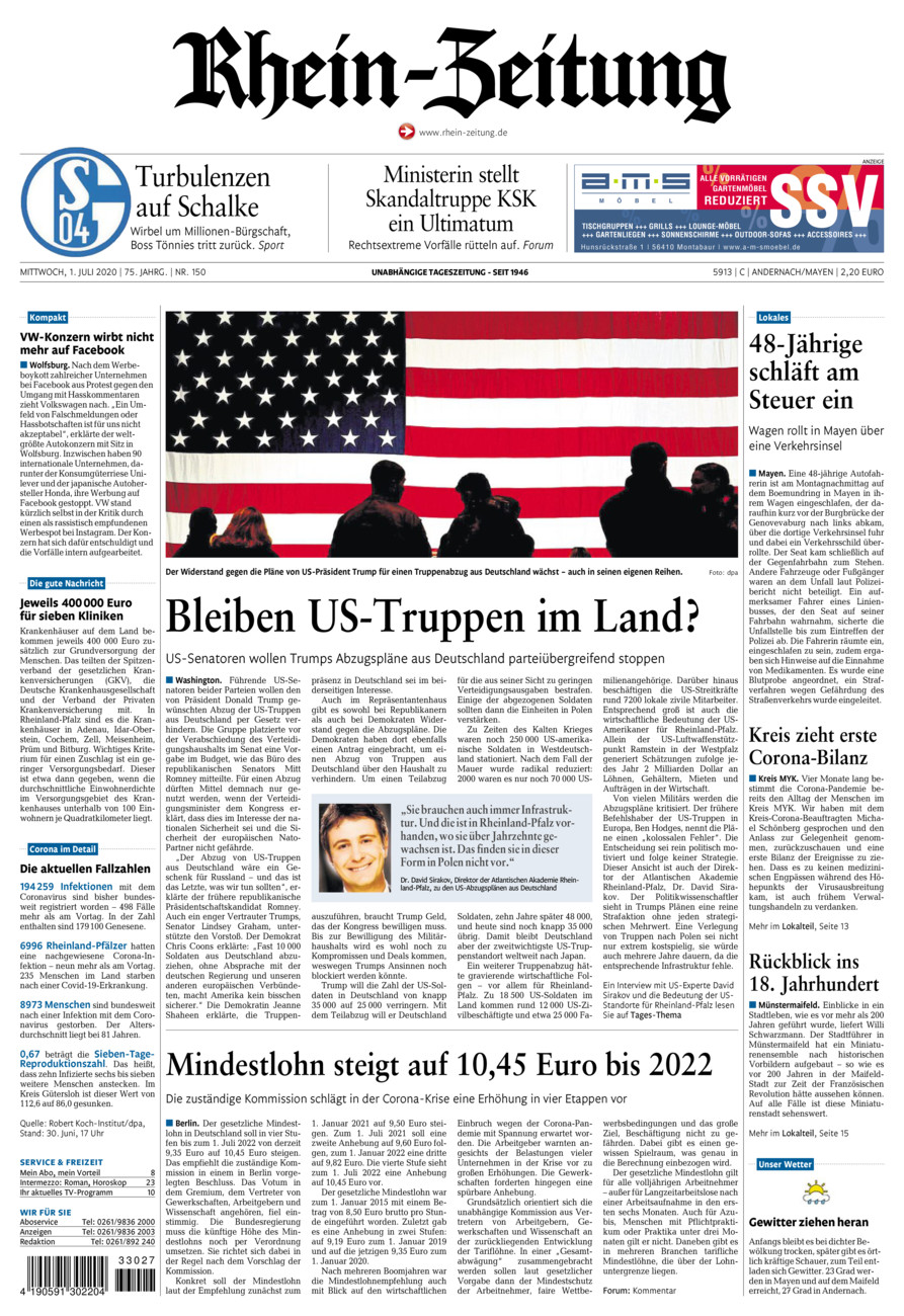 Rhein-Zeitung Andernach & Mayen vom Mittwoch, 01.07.2020