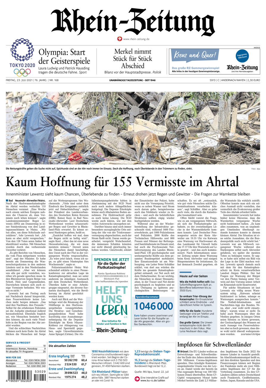 Rhein-Zeitung Andernach & Mayen vom Freitag, 23.07.2021