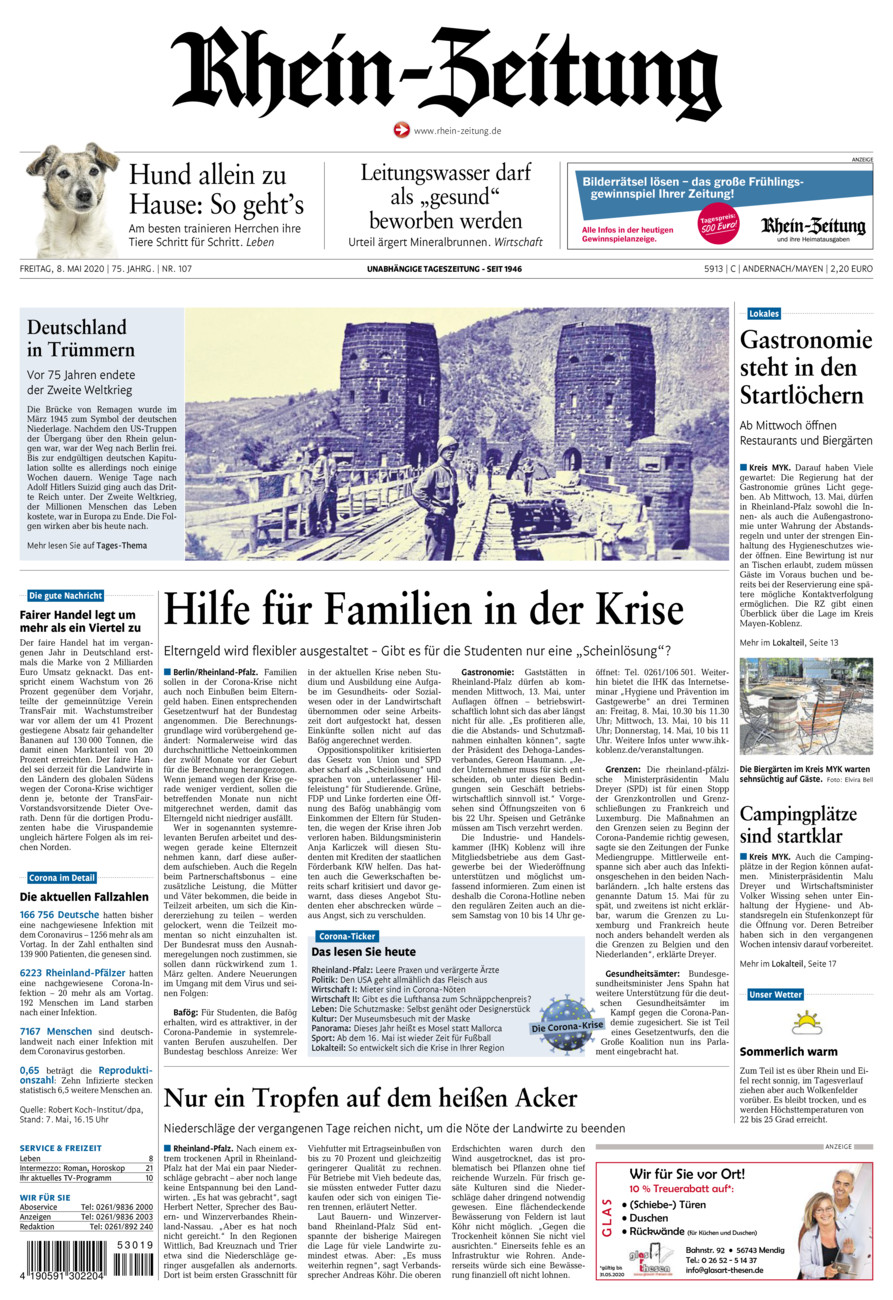 Rhein-Zeitung Andernach & Mayen vom Freitag, 08.05.2020