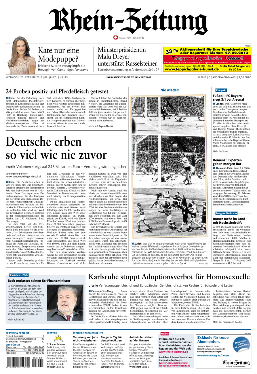 Rhein-Zeitung Andernach & Mayen vom Mittwoch, 20.02.2013
