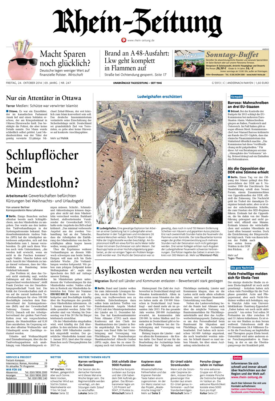 Rhein-Zeitung Andernach & Mayen vom Freitag, 24.10.2014
