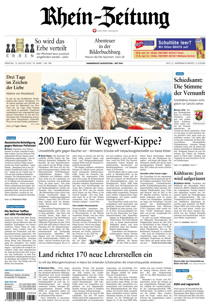 Rhein-Zeitung Andernach & Mayen vom Dienstag, 13.08.2019