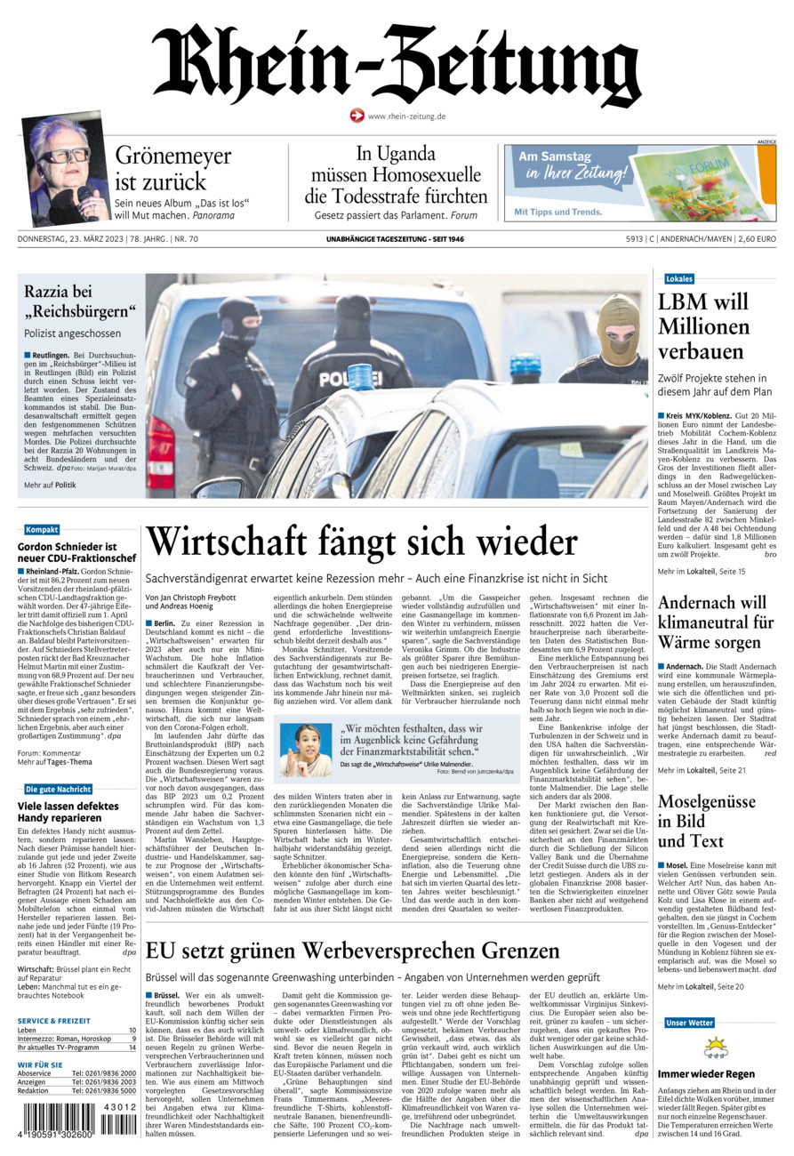 Rhein-Zeitung Andernach & Mayen vom Donnerstag, 23.03.2023