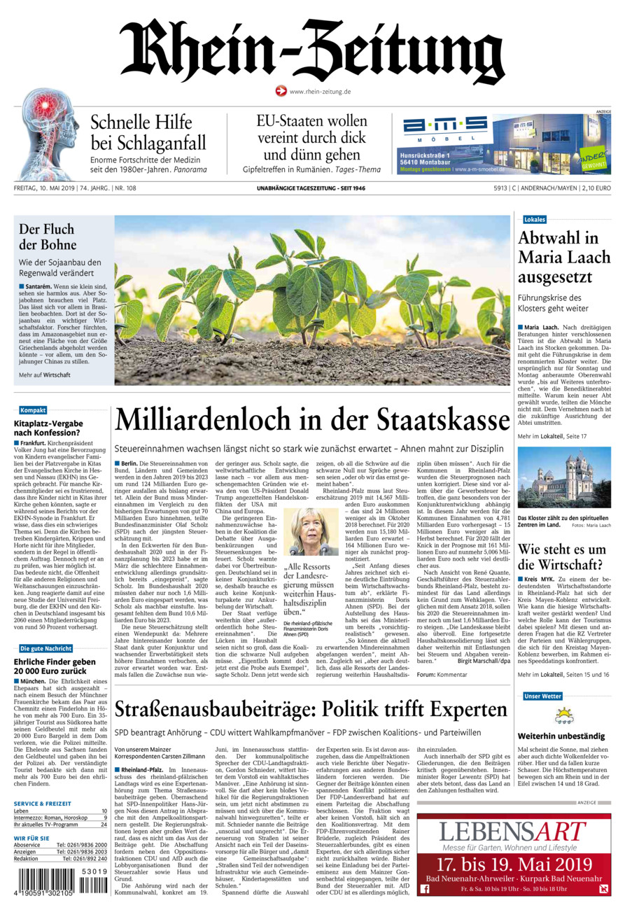 Rhein-Zeitung Andernach & Mayen vom Freitag, 10.05.2019