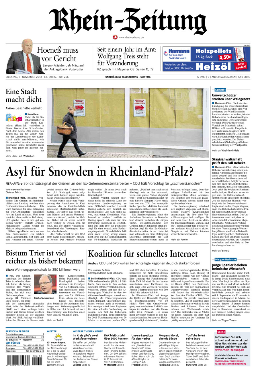 Rhein-Zeitung Andernach & Mayen vom Dienstag, 05.11.2013