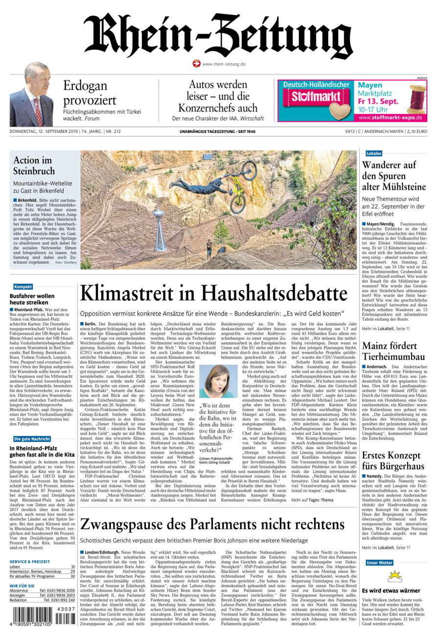 Rhein-Zeitung Andernach & Mayen vom Donnerstag, 12.09.2019