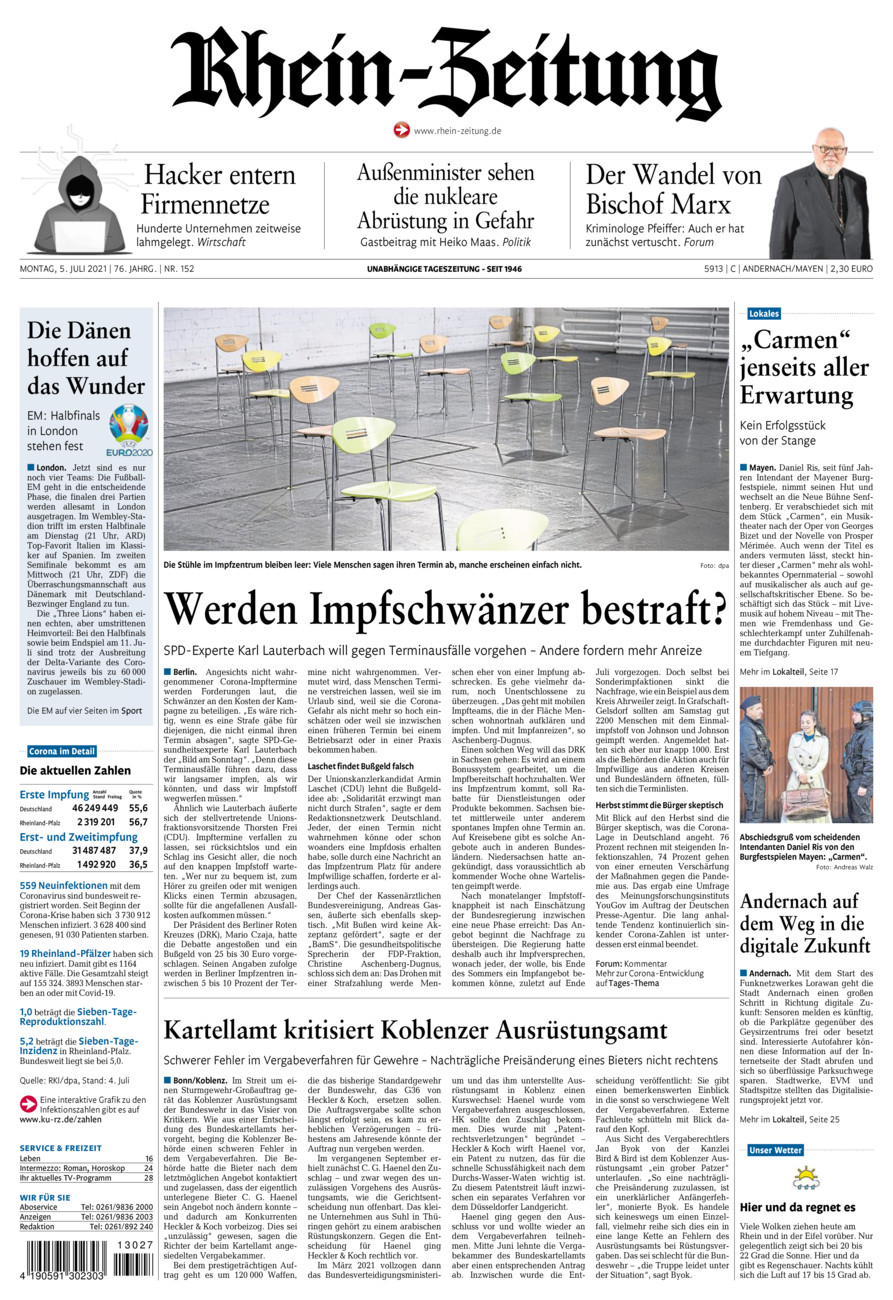 Rhein-Zeitung Andernach & Mayen vom Montag, 05.07.2021